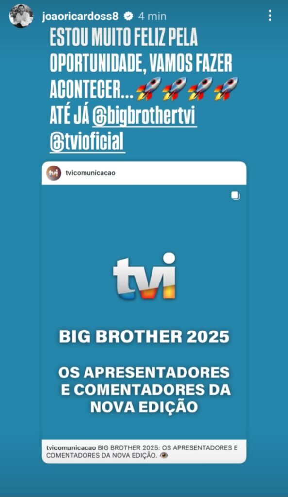 Big Brother 2025: João Ricardo reage ao seu novo desafio na TVI