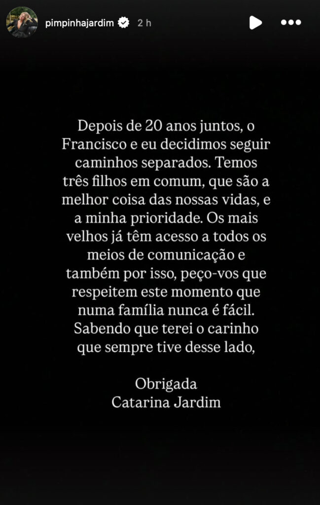 Pimpinha Jardim anuncia que está separada: "Depois de 20 anos juntos..."