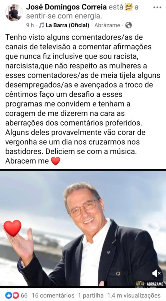 Domingos José do "Casados à Primeira Vista" furioso com comentadores televisivos e lança desafio