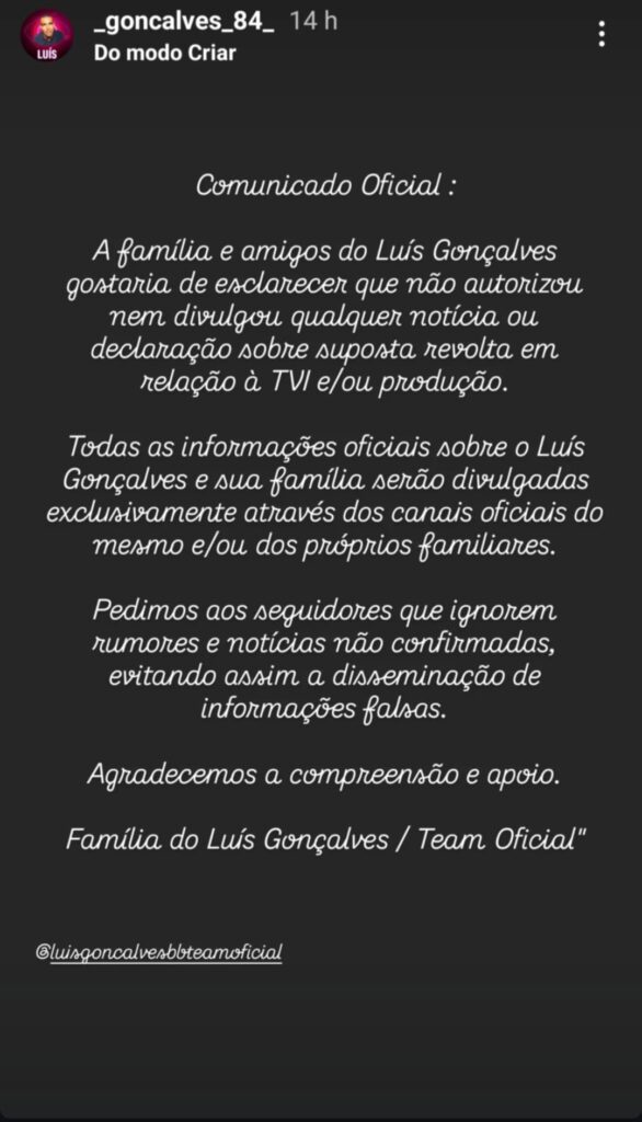 Revoltada com a TVI? Família de Luís Gonçalves do Big Brother coloca os 'pontos nos is'