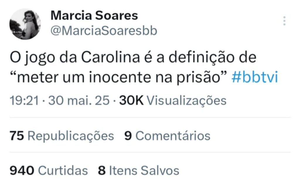Big Brother 2025 - Márcia Soares arrasa jogo de Carolina Braga
