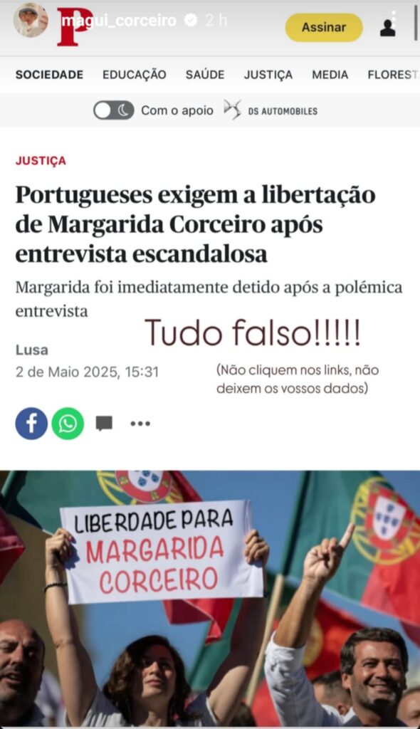 Nome de Margarida Corceiro usado em fraude e atriz alerta: "Tenham muito cuidado"