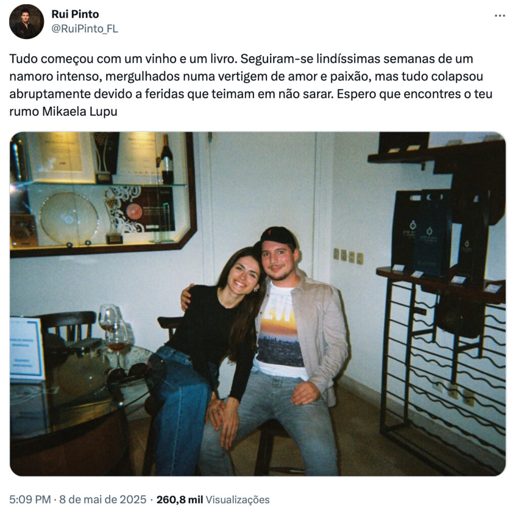 Rui Pinto anuncia fim de namoro com antiga 'moranguita'