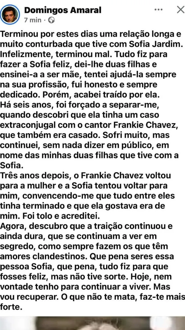 Leo Caeiro critica Domingos Amaral que expos a mulher após ser traído Leo Caeiro critica Domingos Amaral que expos a mulher após ser traído