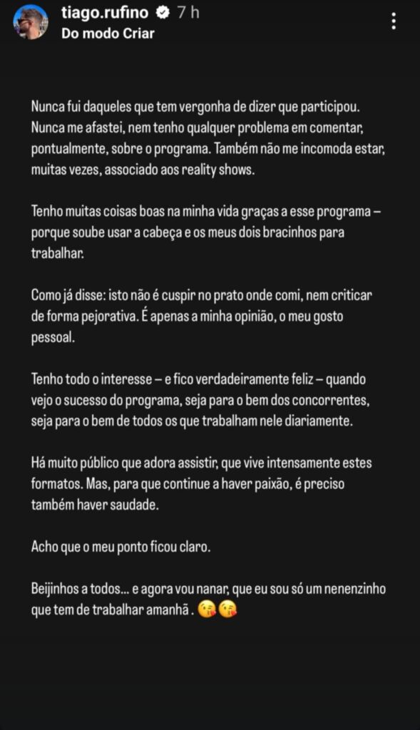 "Big Brother 2025" aquém das expectativas? Tiago Rufino expõe a sua opinião