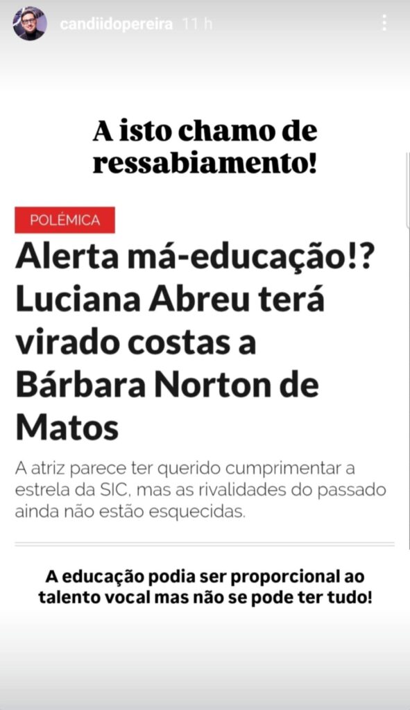 Comentador da CMTV atira-se a Luciana Abreu: "ressabiamento"