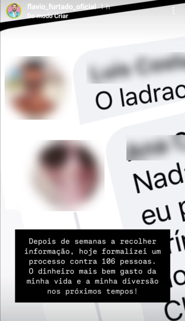 Flávio Furtado faz ‘limpeza’ nas redes sociais e processa mais de 100 pessoas