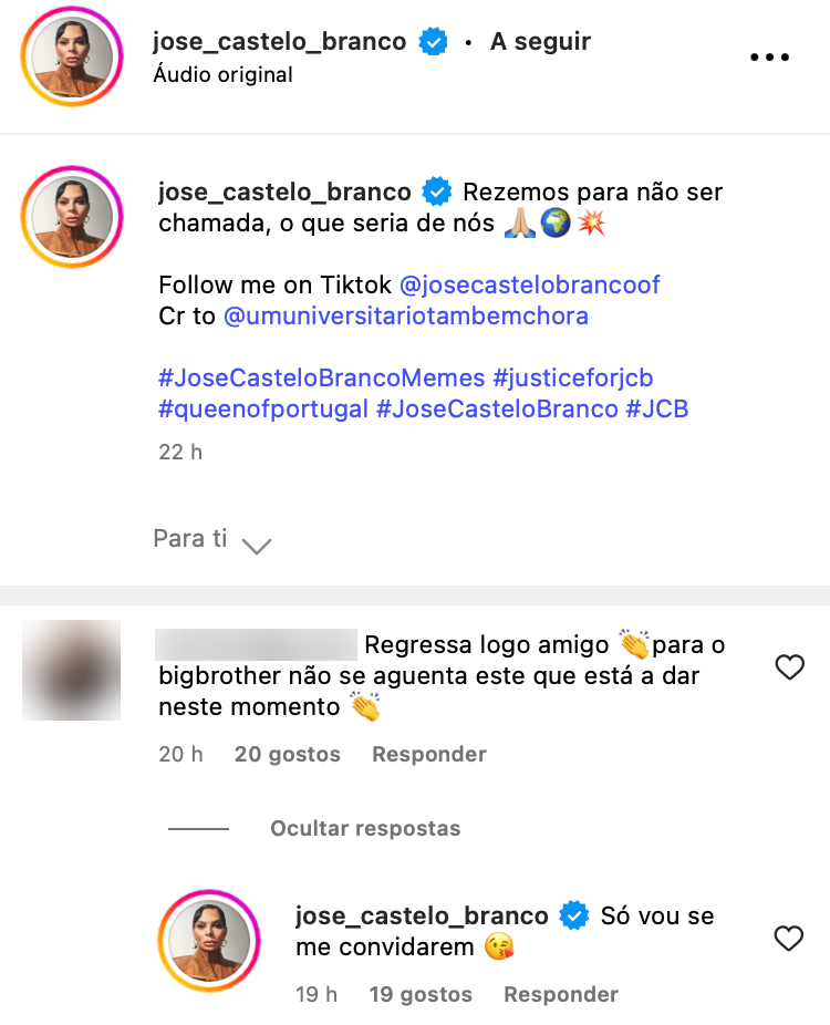 José Castelo Branco deixa dica à TVI: “Só vou se me convidarem”