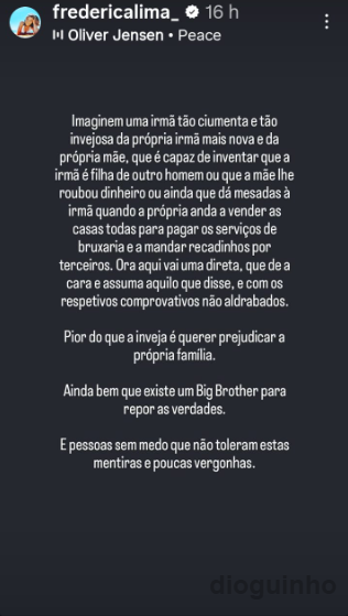 GUERRA ABREU! Luciana "ciumenta, invejosa, anda a vender casas para bruxaria": Frederica Lima defende Luíza de "mentiras e poucas vergonhas"