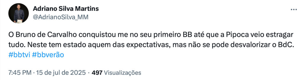 Big Brother Verão: Bruno de Carvalho “tem estado aquém das expectativas”