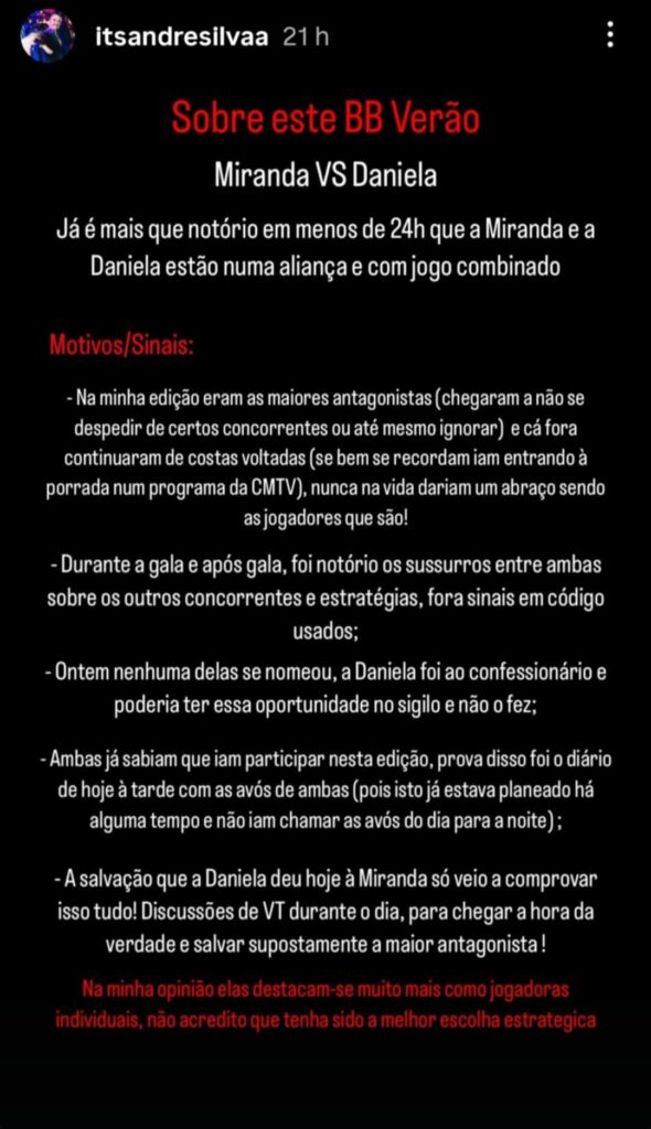 Big Brother Verão: Suspeitas de "jogo combinado" entre Catarina Miranda e Daniela Ventura