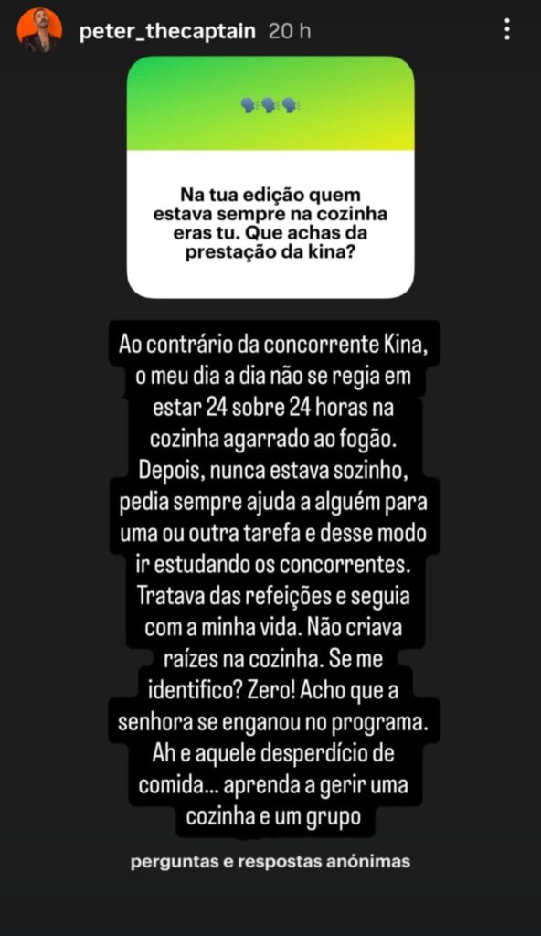 Pedro Capitão descarta comparação com Kina e atira: “a senhora enganou-se no programa”