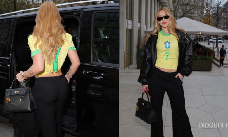 Virginia deslumbra em Londres com bolsa Hermès exclusiva