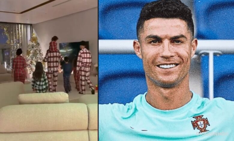 Imagens unidas do Natal de Cristiano Ronaldo e da família