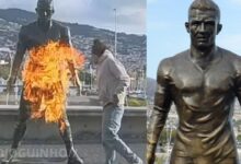 Homem incendeia estátua de Ronaldo e choca Adriano Silva Martins: "Achei que era uma performance"