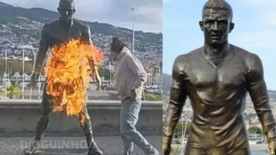 Homem incendeia estátua de Ronaldo e choca Adriano Silva Martins: "Achei que era uma performance"