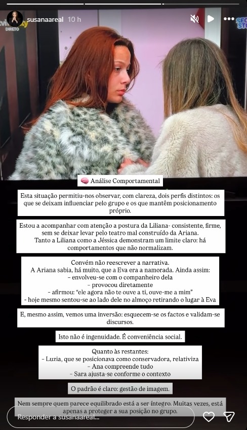 Susana Areal desmascara a conveniência social no Secret Story 10: "Isto não é ingenuidade"