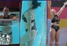 Momento épico: Ana Sousa desfila em lingerie e acaba com mergulho 'louco' na piscina