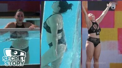 Momento épico: Ana Sousa desfila em lingerie e acaba com mergulho 'louco' na piscina