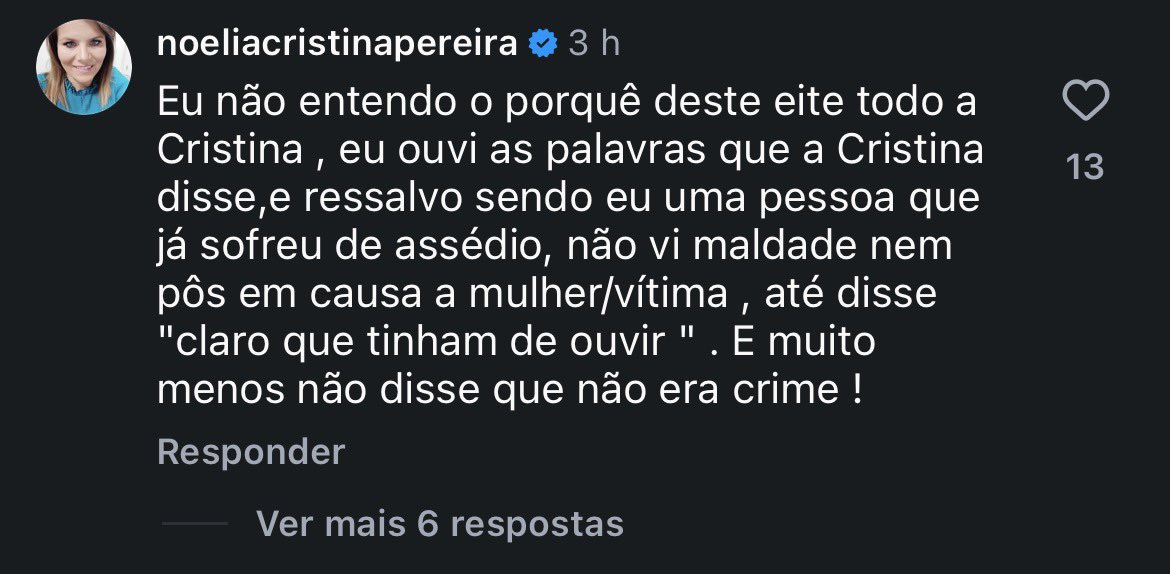 Noélia Pereira defende postura de Cristina Ferreira em polémica de violação