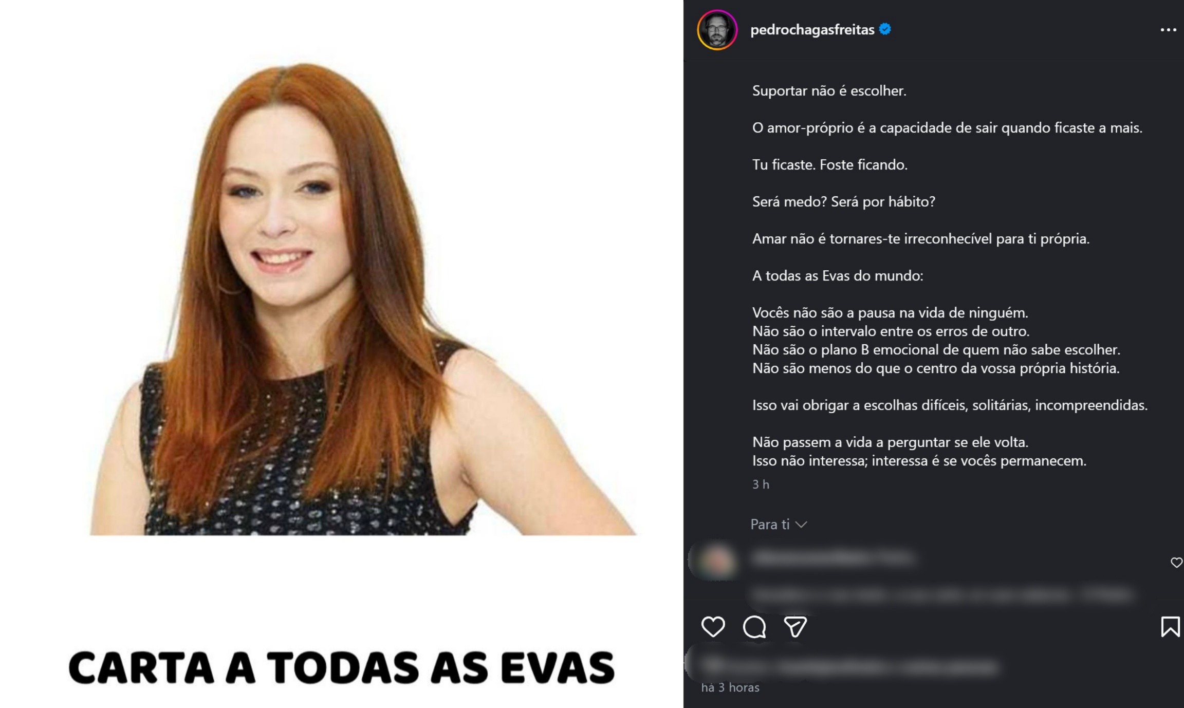 Pedro Chagas Freitas reage ao SS10 e escreve a "todas as Evas do mundo"