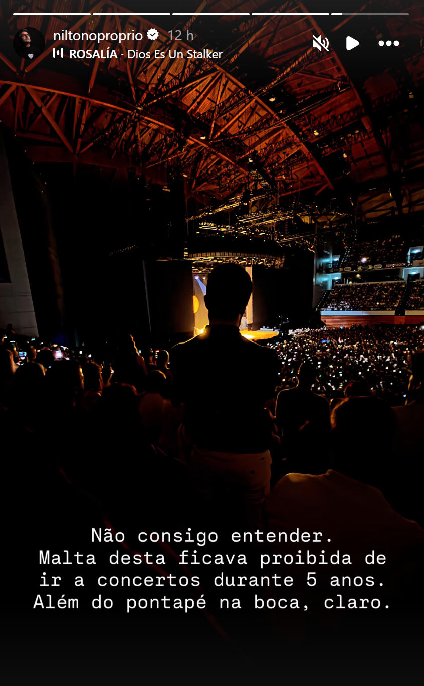 Polémica: Nilton acusado de "incentivar a violência" após desabafo no concerto de Rosalía