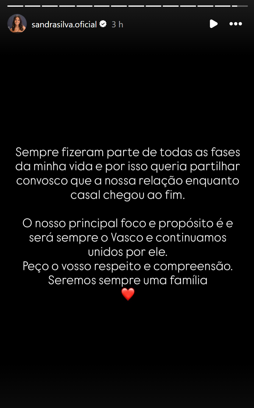 Fim de relação: Sandra Silva e João Borges seguem caminhos separados