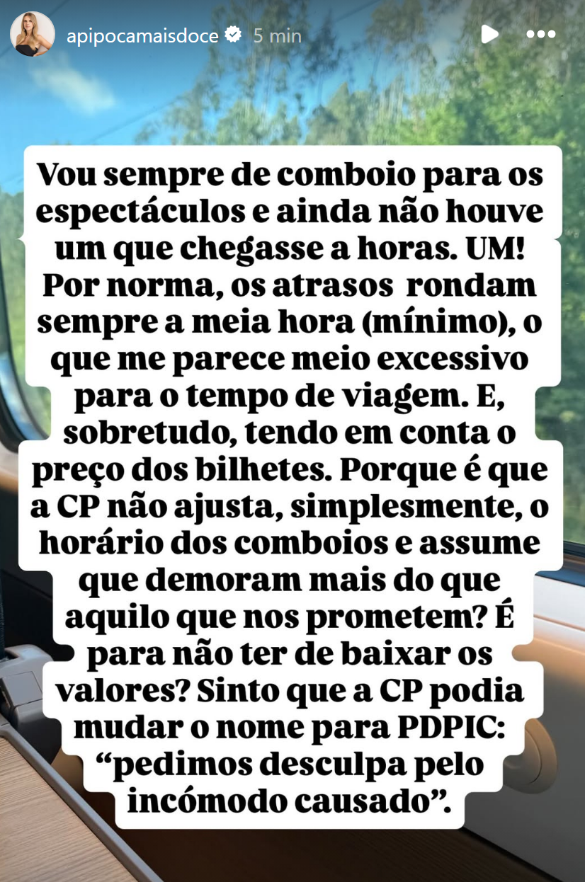 Ana Garcia Martins indignada com a CP: "Ainda não houve um comboio que chegasse a horas"