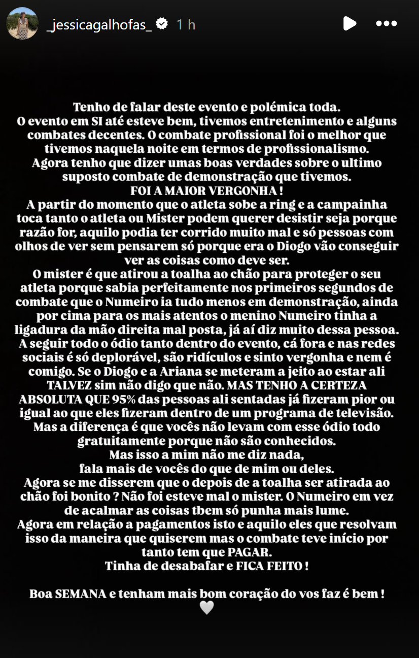 "Foi a maior vergonha!": Jéssica Galhofas arrasa postura de Numeiro e defende treinador de Diogo Maia