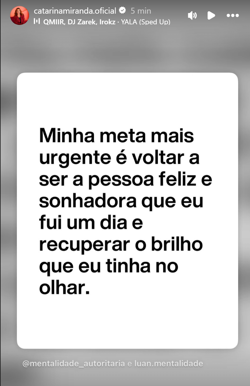 O lamento de Catarina Miranda no meio da tempestade: "Minha meta mais urgente é voltar a ser feliz"