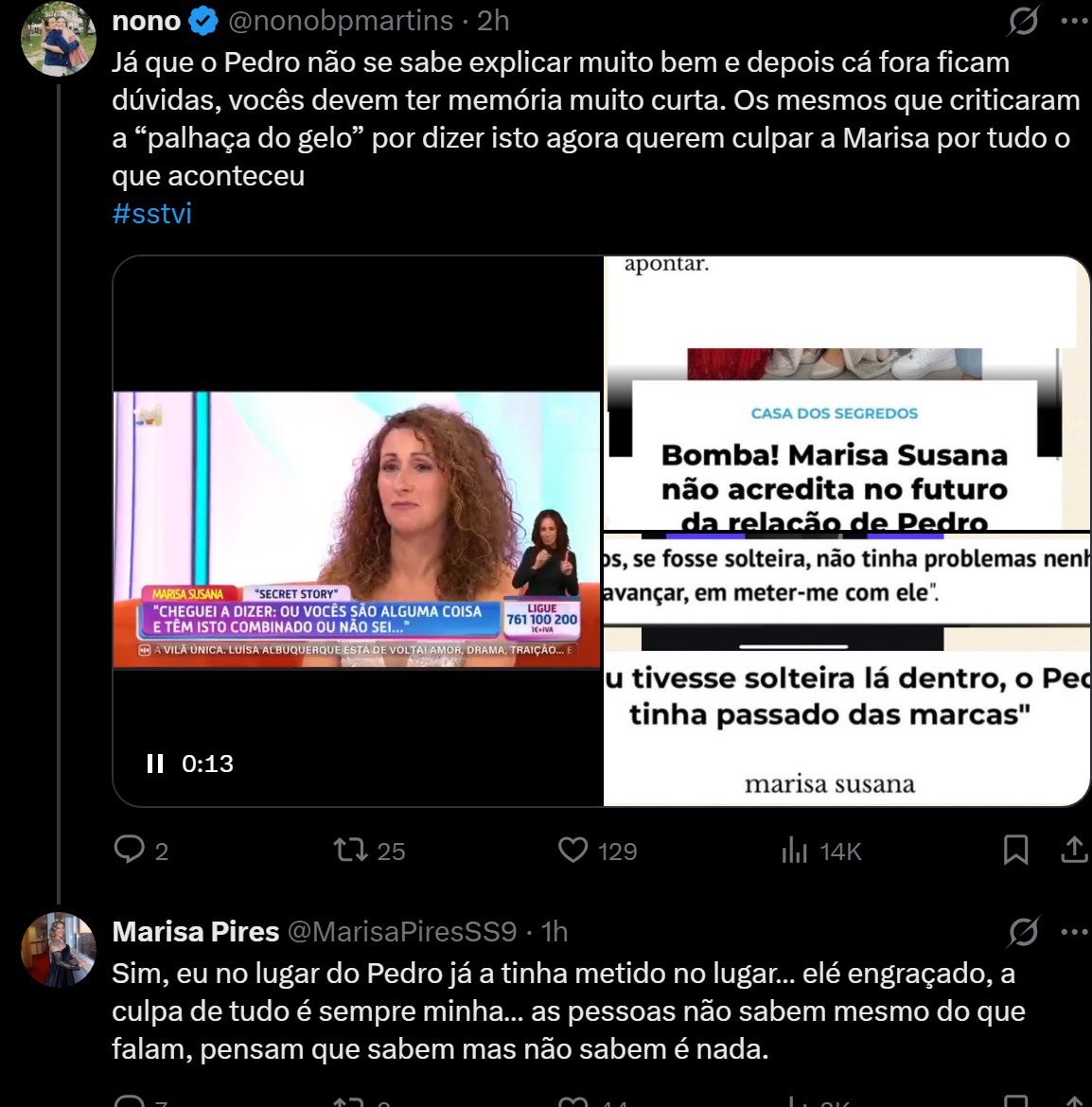 Marisa Pires reage a polémica entre Pedro Jorge e Marisa Susana no "Desafio Final" na TVI