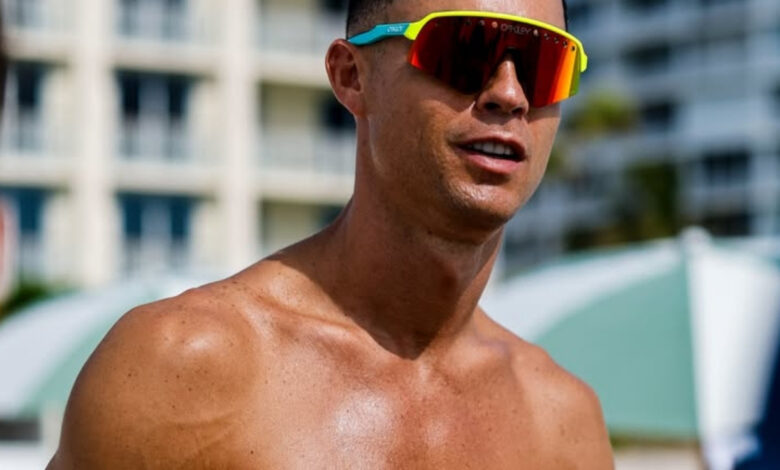 Aos 41 anos, Cristiano Ronaldo exibe forma física impressionante na praia de Miami