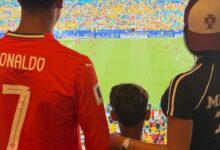 Família unida: Georgina Rodríguez, Cristiano Jr. e Mateo apoiam CR7 no jogo da seleção em Miami