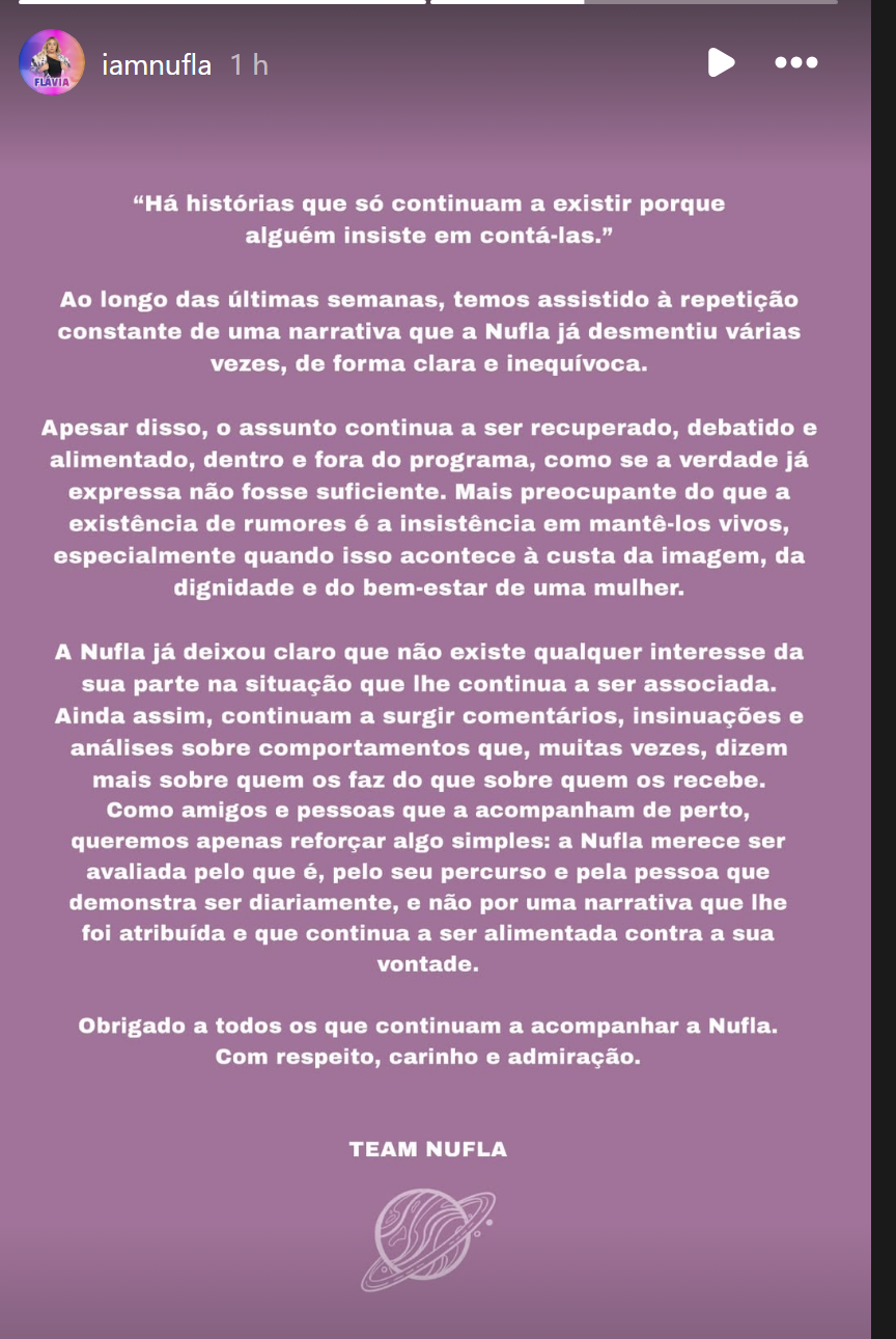 Família de Nufla reage a Pedro Jorge e exige respeito: "Merece ser avaliada pelo que é"