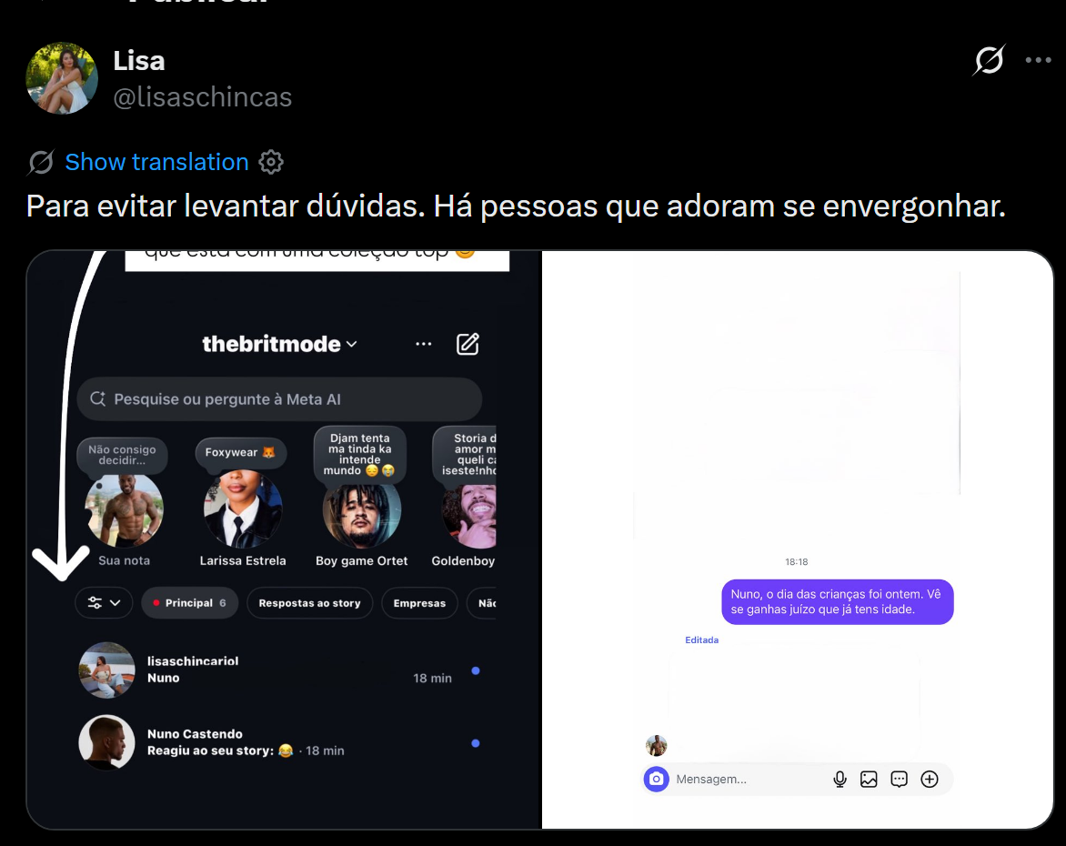 Nuno Brito ataca Lisa Schincariol publicamente após exposição de mensagens: "És uma cobra"