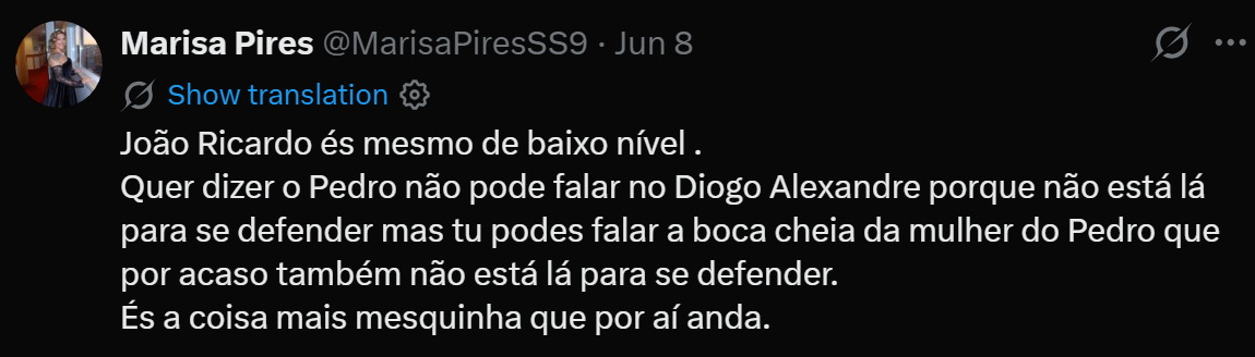Mulher de Pedro Jorge sai em defesa do marido e ataca João Ricardo nas redes sociais