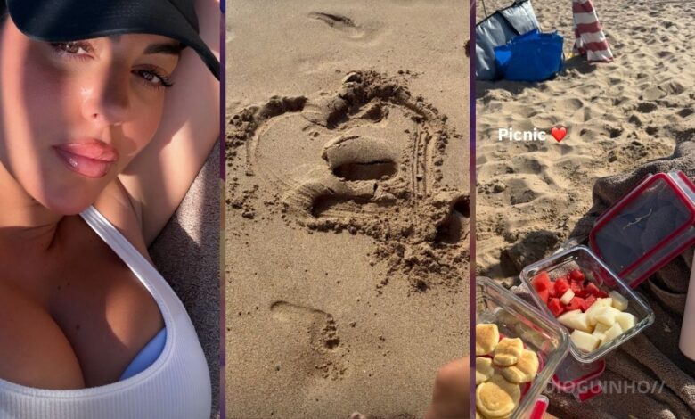 Georgina Rodríguez aproveita dia de praia em Portugal com as crianças