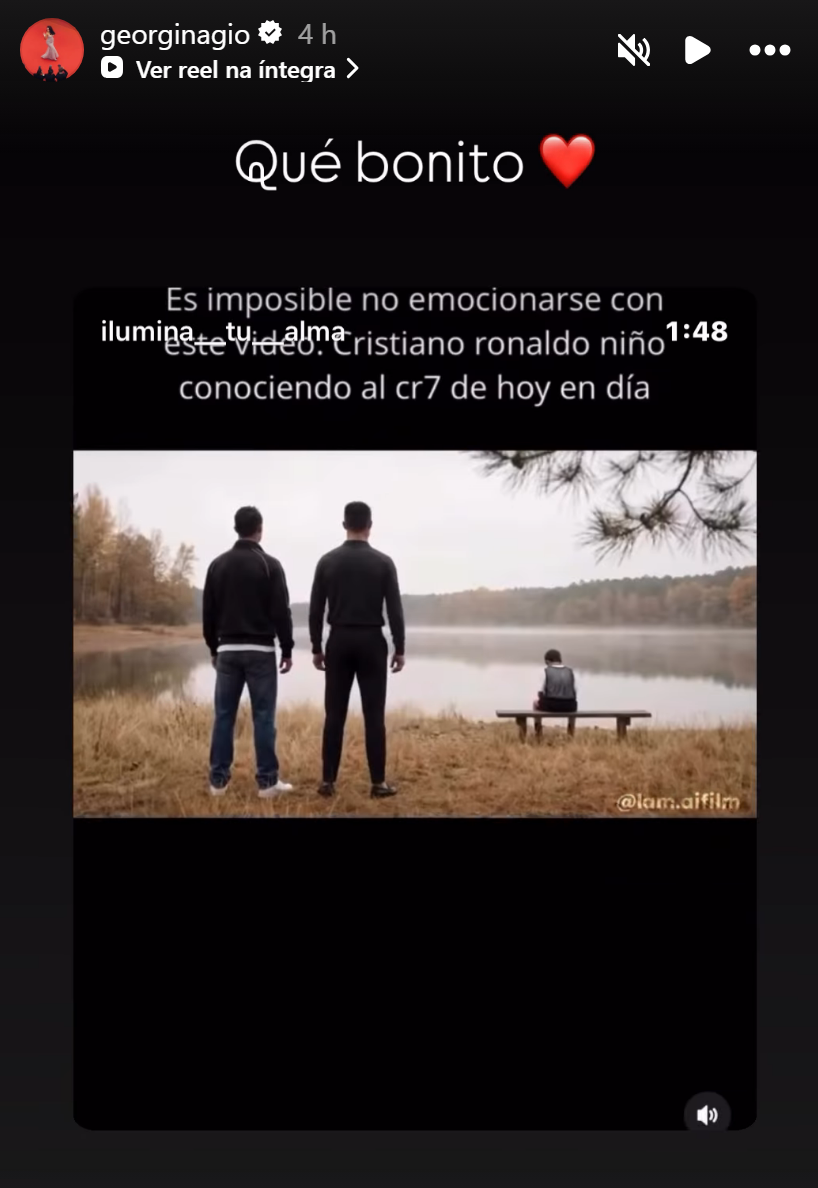 Georgina emociona-se com conselho de Cristiano Ronaldo para si mesmo: Vídeo de IA com a mensagem "nunca desistas"