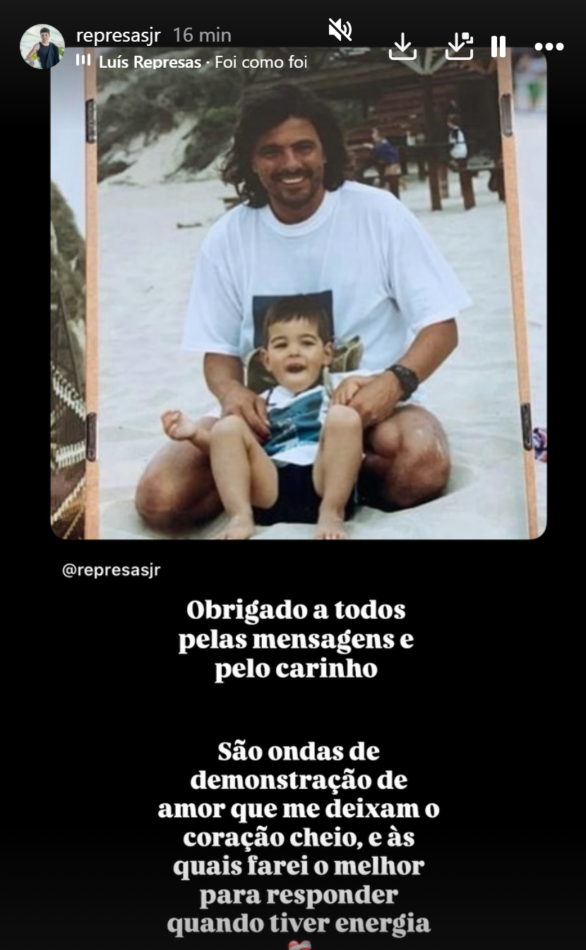 Nuno Represas reage publicamente à morte do pai