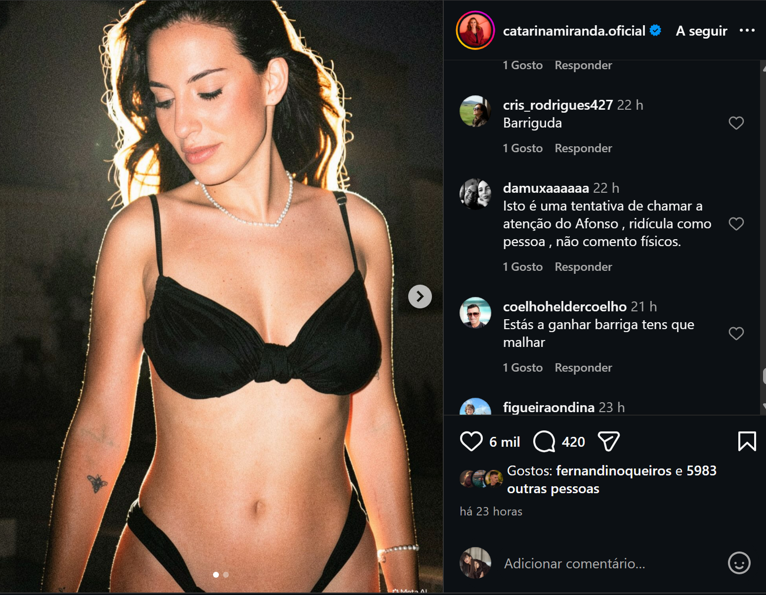 "Estás grávida?": Catarina Miranda 'exibe corpo' em biquíni e fãs apontam indiretas a Afonso Leitão
