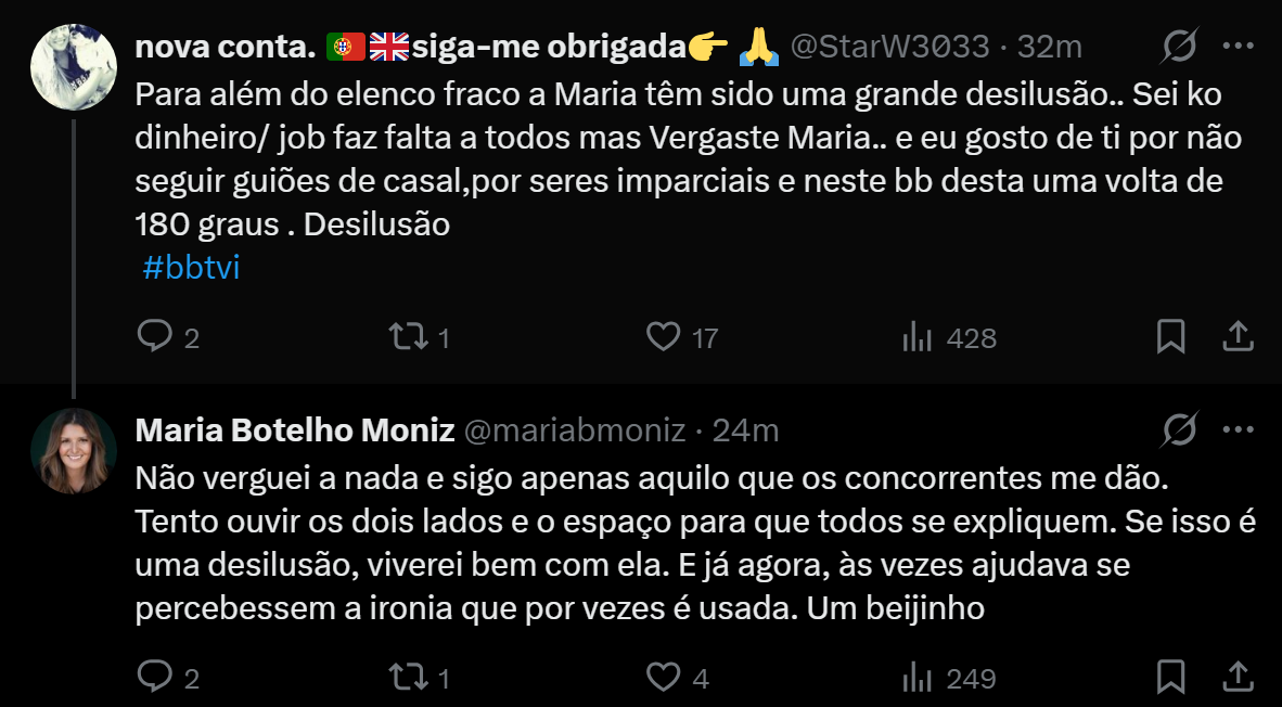 Maria Botelho Moniz é criticada após discussão entre Raquel e Nuno no Big Brother Verão