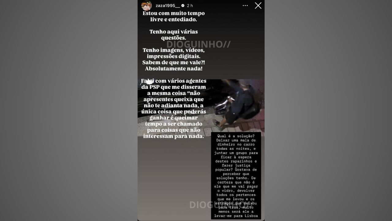 Francisco Monteiro revoltado com conselho da polícia após ter o carro vandalizado e roubado