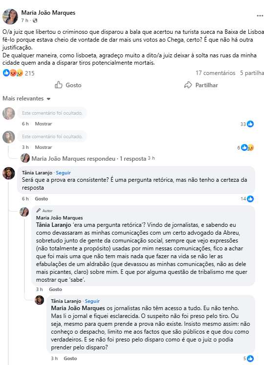 Tânia Laranjo e Maria João Marques 'batem de frente': Libertação de suspeito na Baixa de Lisboa