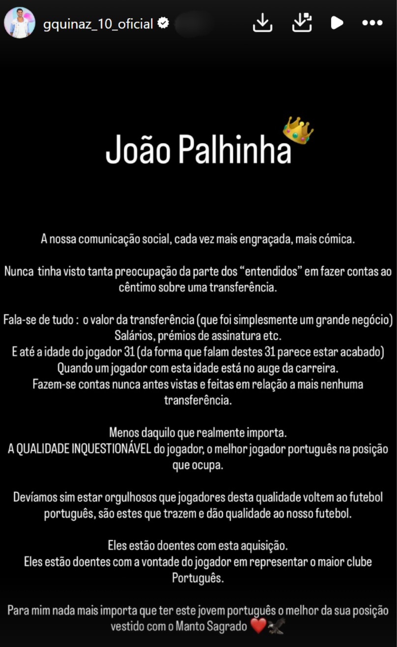 "Estão doentes com esta aquisição": Gonçalo Quinaz defende João Palhinha e arrasa comentadores