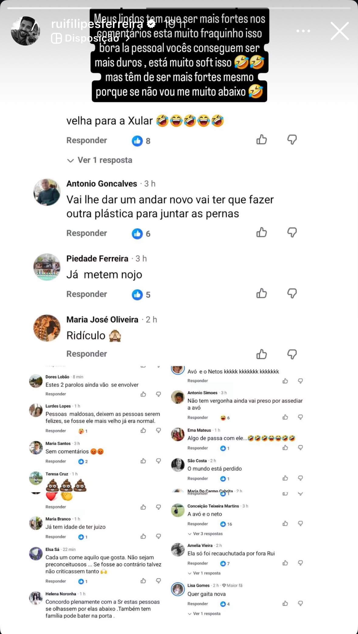 Após rumores de romance com Quinita, Rui Filipe expõe mensagens de ódio e deixa aviso
