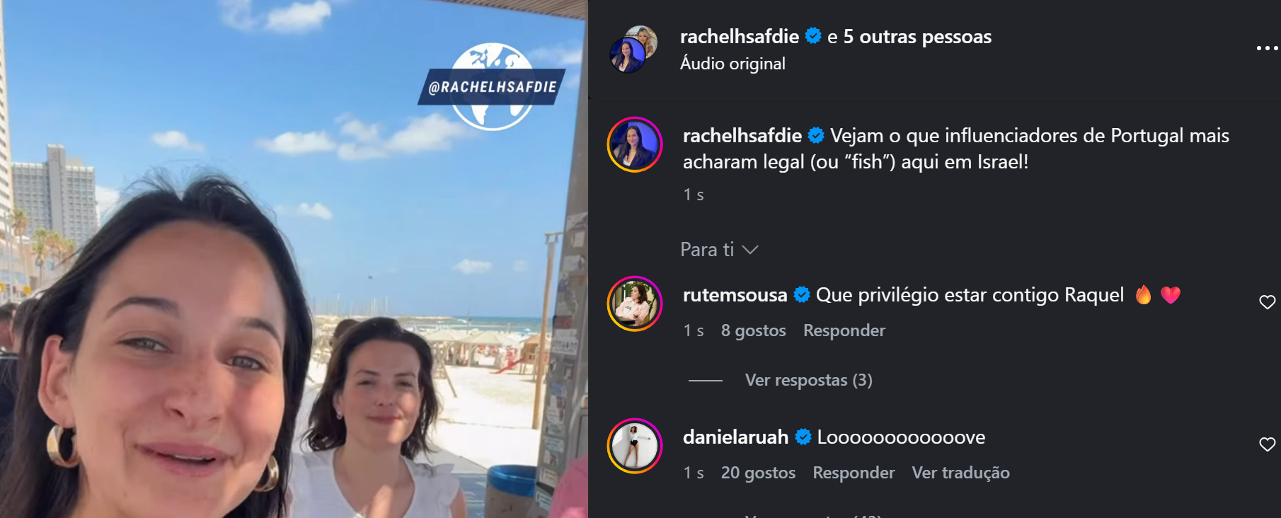 Polémica com influenciadores em Israel envolve Daniela Ruah: "Love", escreveu a atriz