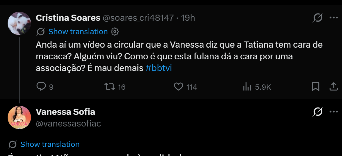 Vanessa é acusada de chamar "cara de macaco" a Tatiana Durão no «Big Brother Verão» e família reage