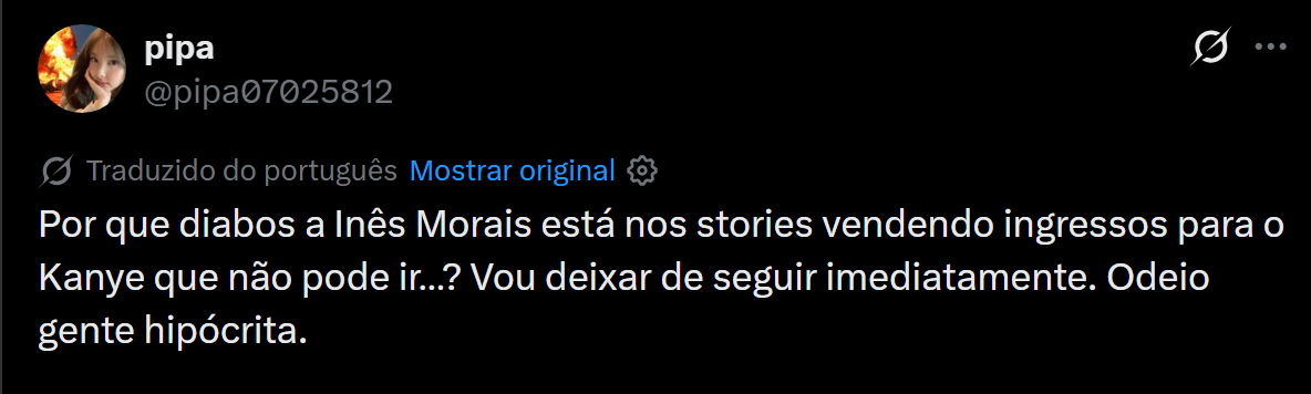 Inês Morais acusada de hipocrisia por vender bilhete para concerto de Kanye West
