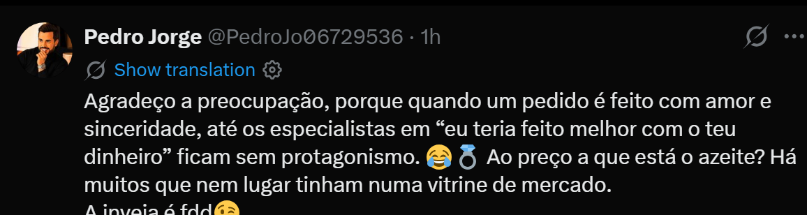 "A inveja é fdd": Pedro Jorge reage a comentários na CMTV sobre pedido de casamento a Marisa Pires