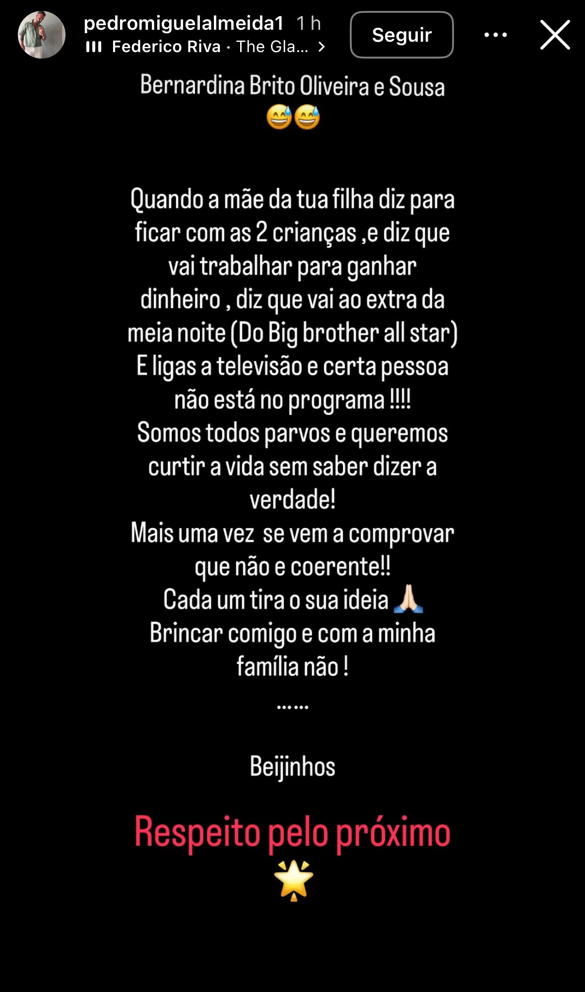 Bronca! Ex-companheiro  desmascara Bernardina Brito em público: "Brincar comigo não"